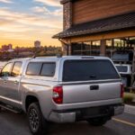 Sunset reflections on a silver truck